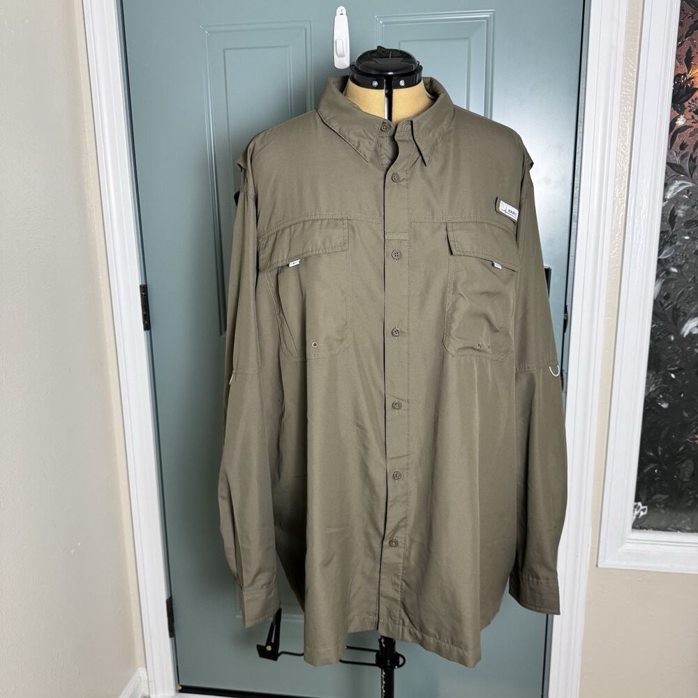 Habit Fishing Shirt Mens 3XL Tan Khaki Long Sleeve Vented Outdoors Hiking